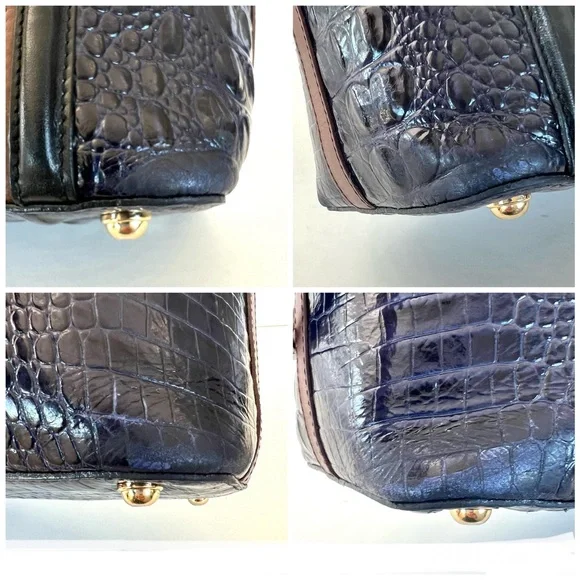 BRAHMIN Vivian Dome Tricolor Structure Croc Leather Luxury Shoulder Tote Satchel - Picture 12 of 16